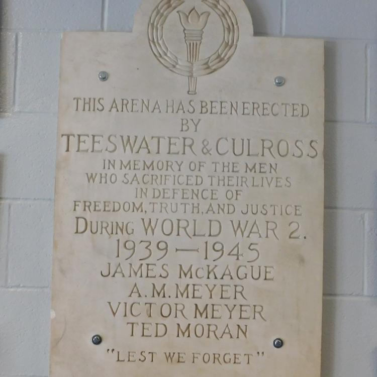 Memorial Plaque displayed at Teeswater Arena